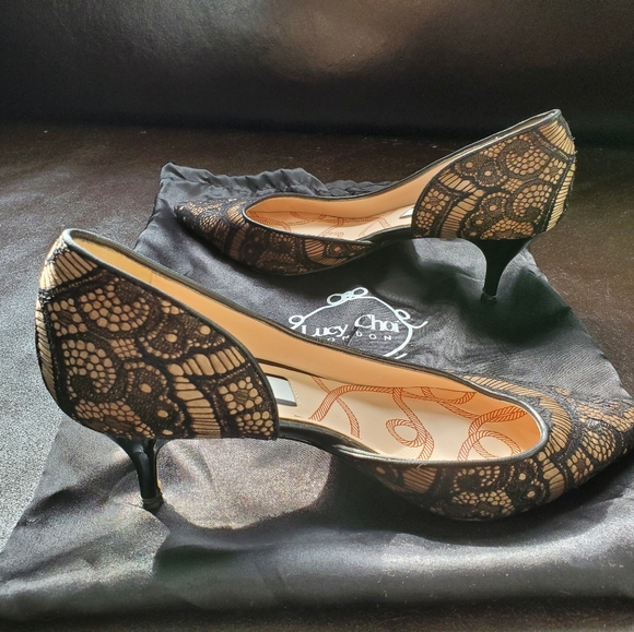 LUCY CHOI Knightsbridge lace half-d'Orsay pump - Picture 6 of 9